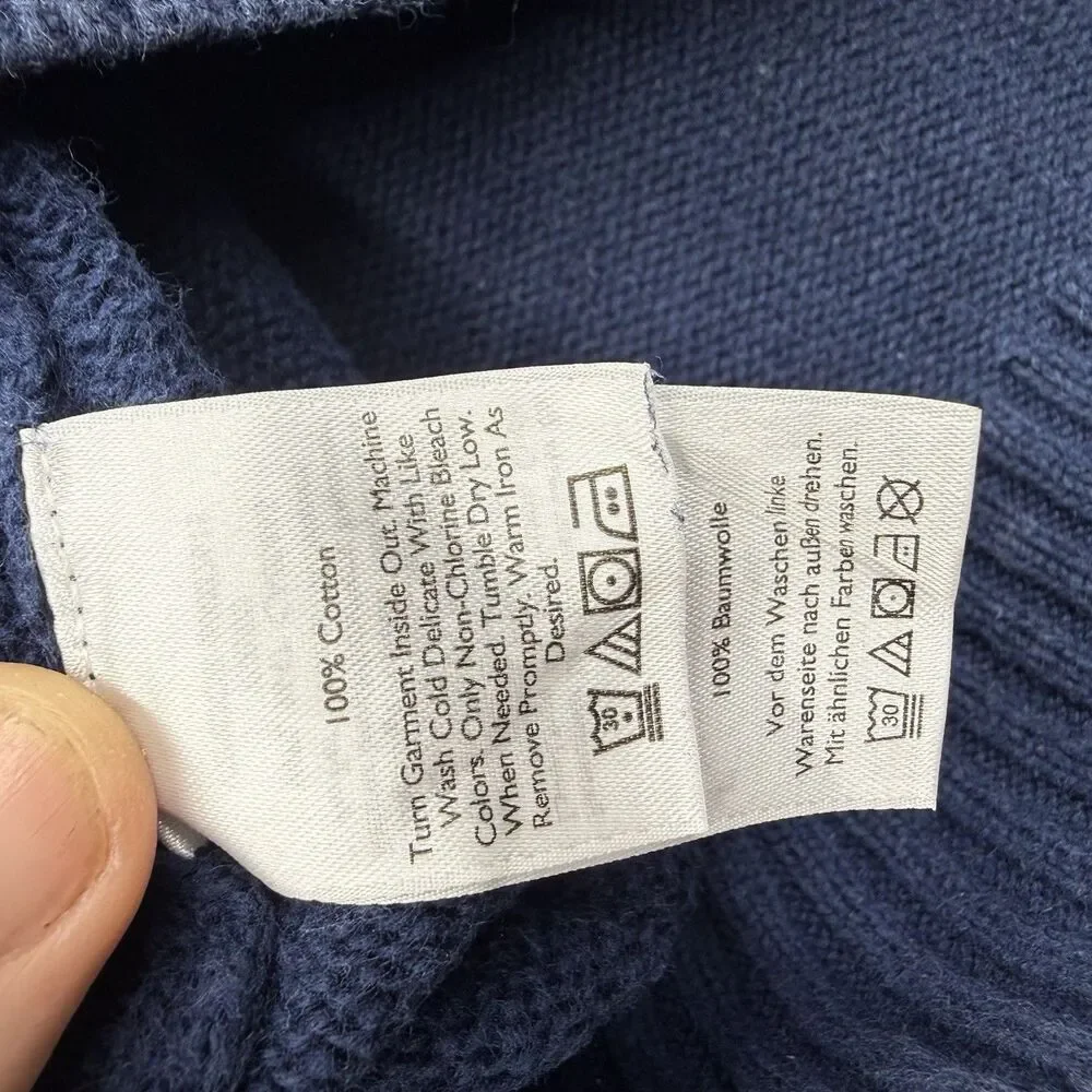 VTG Eddie Bauer Men's 1/4 Zip Mock Neck Pullover Sweater Blue Cotton Size L - Picture 4 of 7